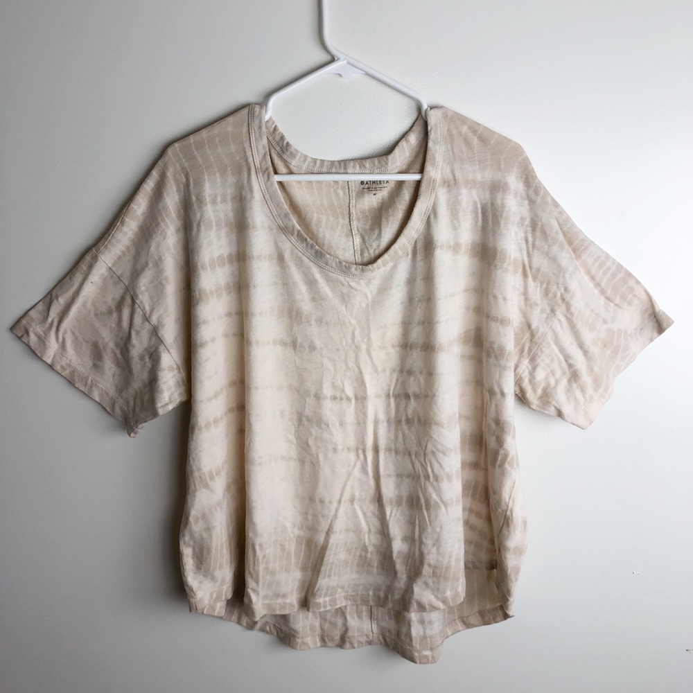 ATHLETA Tan Tie Dye Short Sleeve Top